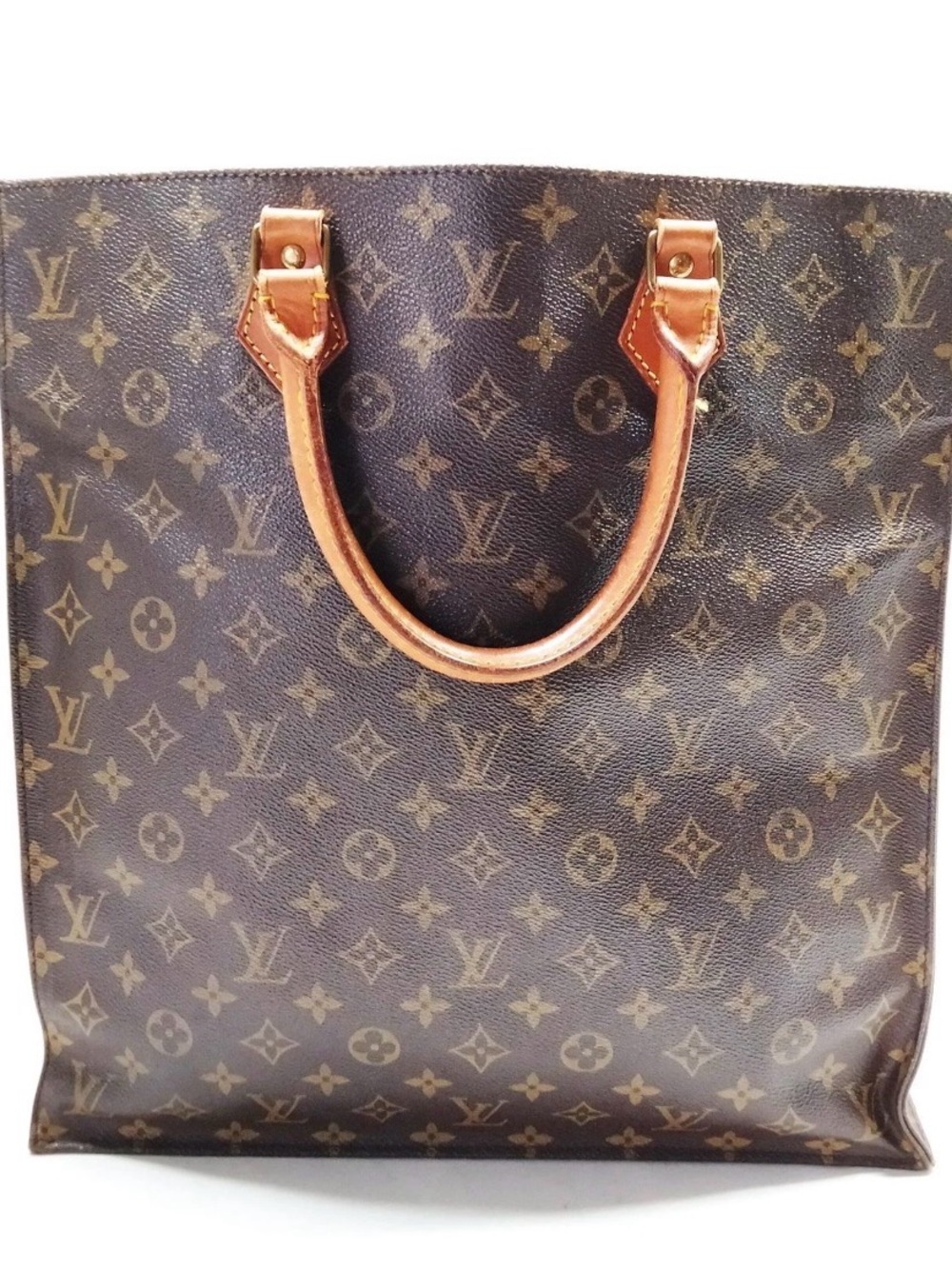 Louis Vuitton Sac Plat Monogram Canvas Tote in Brown and Tan
